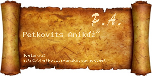 Petkovits Anikó névjegykártya